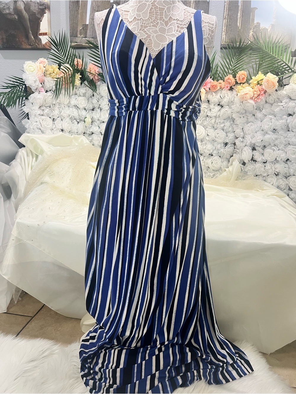 Soma Blue and White Striped Dress